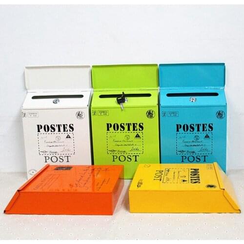 Galvanized Letterbox Postbox Wall Mount Suggestion Box Outdoor With Lock for Home Garden Cafe Shop Wall Decor