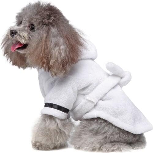 Pet Bathrob Dog Clothes for Winter Pajamas Sleeping Clothes Soft Bath Drying Towel Clothes for Puppy Winter