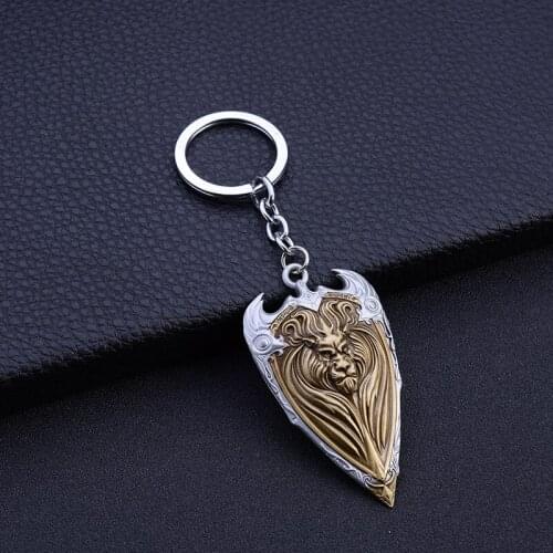 Punk Style WOW Game World of Warcraft Lion Keychain Antique Silver Lion King Head Copper Alloy Charms Key Pendant Chaveiro