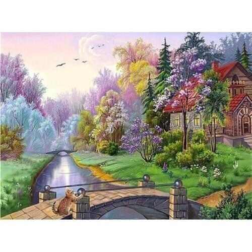 Full,Diamond Embroidery,house,5D,Diamond Painting,Cross Stitch,Diamond Mosaic,Needlework,Crafts,Christmas,Gift