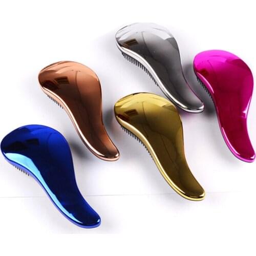1Pcs Anti-Static Hair Brush Comb Styling Shower Electroplate Detangling Massage Combs for Salon Styling Women Girls Hair