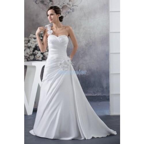 Real photo 2021 pisos new handmade flowers victoria custom bridal gown one shoulder plus size white Bespoke Wedding Dresses