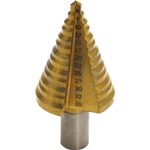 5-35mm Hex Titanium Step Drill for Metal Bits Hole Cutter for Woodworking Wood HSS Metal Drills Power Tools