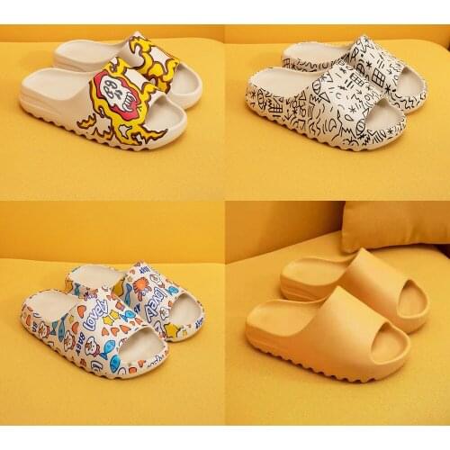 Men Women Summer Yzy Slides Breathable Cool Beach Sandals Flip Flops Fish Mouth Slippers Lightweight Bone White Plus Size