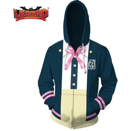 Cosplay legend Game Danganronpa Cosplay Hoodies Top Mikan Tsumiki Zipper Sweatshirt Celestia Ludenberg Hoodies H001
