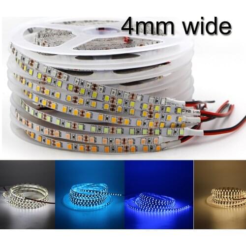4mm Narrow 2835 LED Strip Lights for Car Wall Room Decoration DC 12V120LED Warm Cool White Light Bar Flexible Ribbon Diode Tape