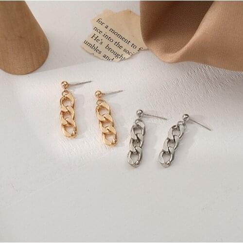 Vintage Metal Chain Drop Earrings Statement Womens Gold Alloy Metal Punk Earrings Fashion Irregular Earrings Jewelry Wholesale