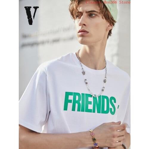Vlone short-sleeved men Friends new large V printed tide card loose t-shirt female