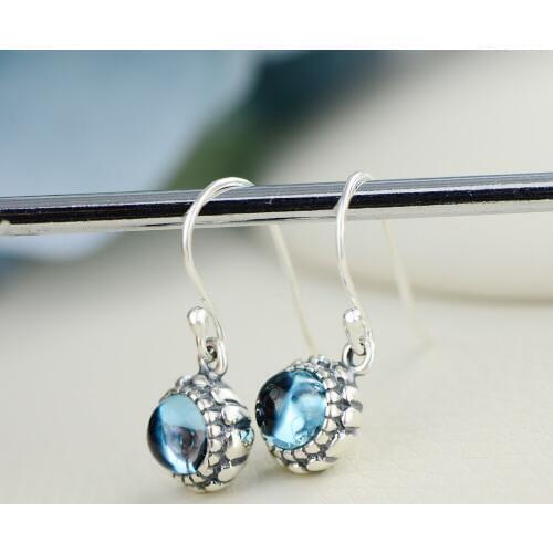 Gemstone Drop Earrings For Women Elegant Natural Topaz 100% 925 Sterling Silver Earrings Fine Jewelry For Wholesale