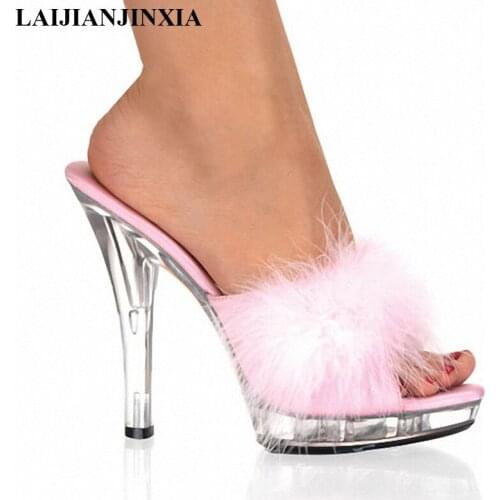 13 cm tangerine sexy high heels The new spice red maomao with ultra fine with women slippers