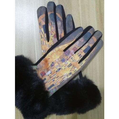 Women Winter Warm Rabbit Fur Gloves Lady Thermal Fur Cashmere Suede Leather Mittens Femme Cycling Driving Gloves For Lover Gifts