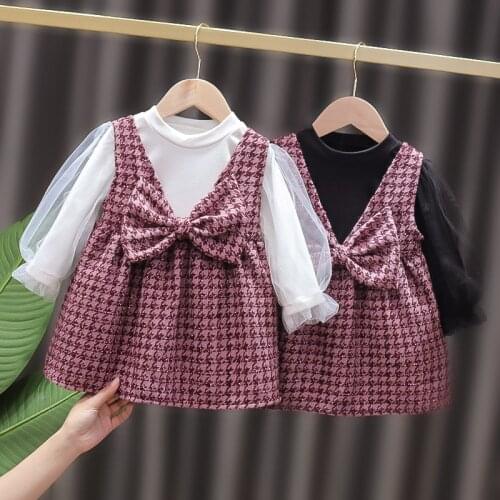 0-4 Years Baby Girl Dress Spring Autumn Fashion Plaid Dress Long Sleeve Shirt Baby Clothes Toddler Girls Birthday Princess Dress