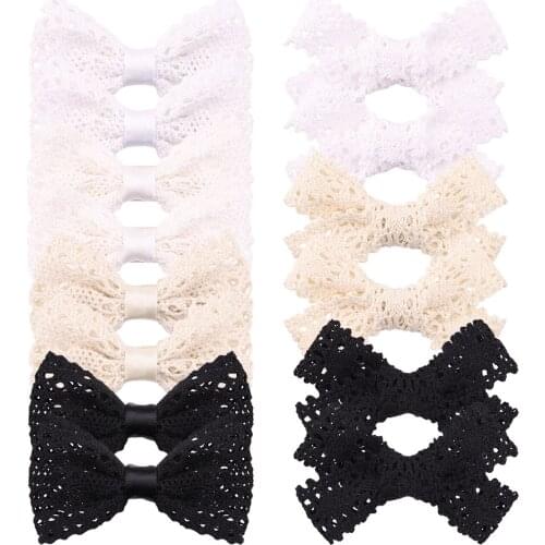 1Piece 7Colors Solid Lace Hair Bows Girl Hair Clip Boutique For Cute Child Handmade Barrettes Headwear Kid Hair Accessories 2183