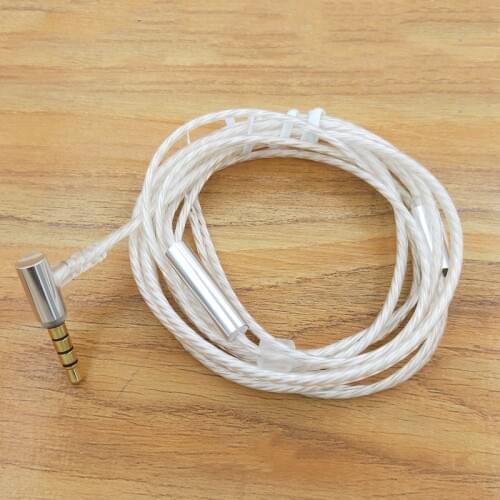 Silver plated wire DIY earphone cable with mic 1pcs