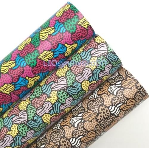 1PC 21X29CM Valentines Hearts Printed Synthetic Leather Fabric Leather Sheets, Leather For Making Bows LEOsyntheticoDIY 9S08A