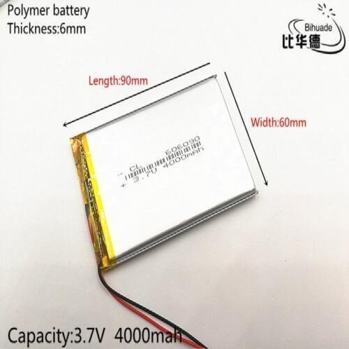 3.7V 4000mAh 606090 Polymer Lithium Li-Po Rechargeable Battery For GPS DVD