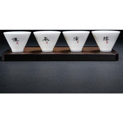 4pcs/set Ceramic Kungfu Tea Cup Mutton Jade Tea Bowl White Color Tea Cup Set Kitchen Drinkware Accessories