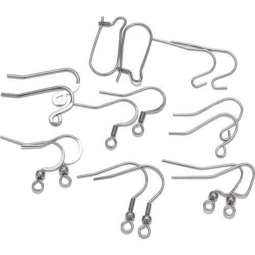 50pcs/lot 8 Shapes Stainless Steel Ear Hook Clasps Hooks Earring Findings Earwire For Jewelry Making Craft Supplies Accessories
