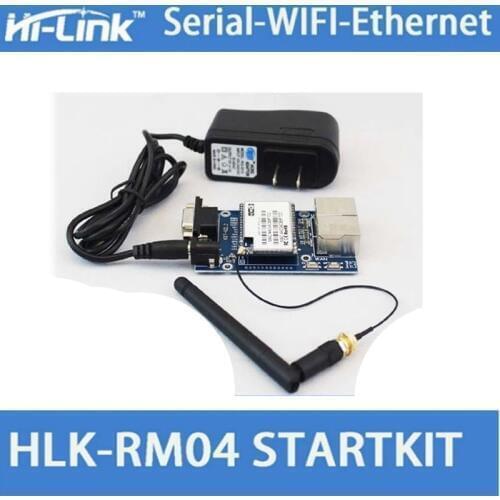 Free ship 2 Kits/lot RT5350 Serial Uart to wifi dual ethernet dual RS232 RS485 module with external antenna Start kit HLK-RM04