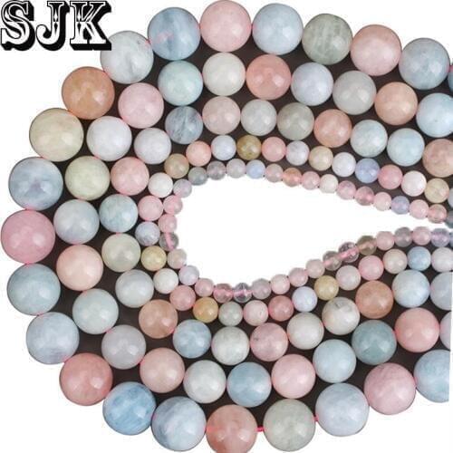 Natural Stone Beads Morgan Morganite Stone Beads Round Loose Beads 4 6 8 10 12MM For Jewelry Bracelet Necklace Making