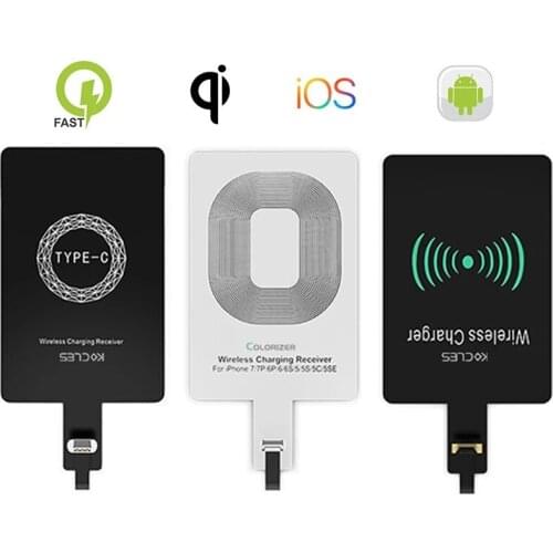 Fast Qi Wireless Charger Receiver For iPhone 6 7 Plus Universal Charging Receiver Adapter Pad Coil For Micro USB Type-C Phone
