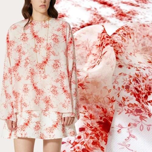 Peach Blossom Digital Imitation Silk Chiffon Fabric For Dress Christmas Tissus Au Mètre Telas Por Metro Ткань Для Шитья Sewing