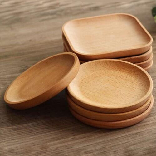 Wooden dinner plate, square and round dinner plate, fruit dessert cake dessert candy platter wooden bowl
