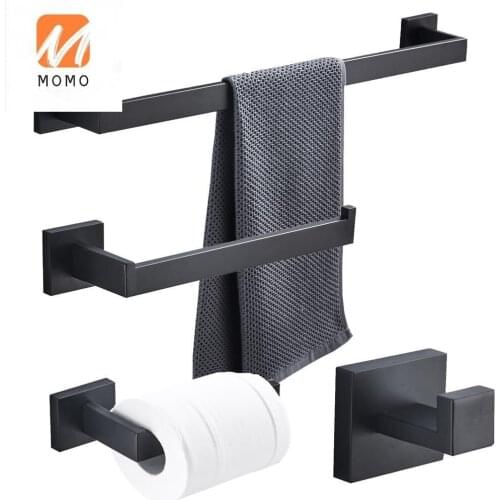Manufacturer stainless steel towel holder black four pieces bathroom accessories set