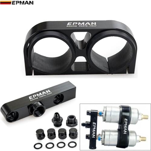 EPMAN Billet Aluminium Assembly Twin Dual Double 044 fuel pump Outlet manifold with mounting bracket For BMW EP-CA120S