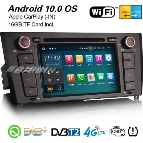 Erisin 5140 Android 10.0 GPS Car Stereo CarPlay Bluetooth TPMS DVR DAB+ Navi For BMW 1er E81 E82 E88 Coupe Convertible Hatchback