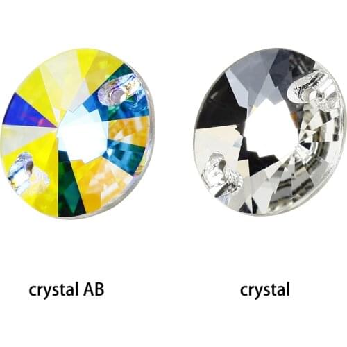 Rivoli Crystal Sew On Rhinestones Round Glass Strass Sewing Rhinestones Flatback Diamante Stone For Needlework Wedding Dress