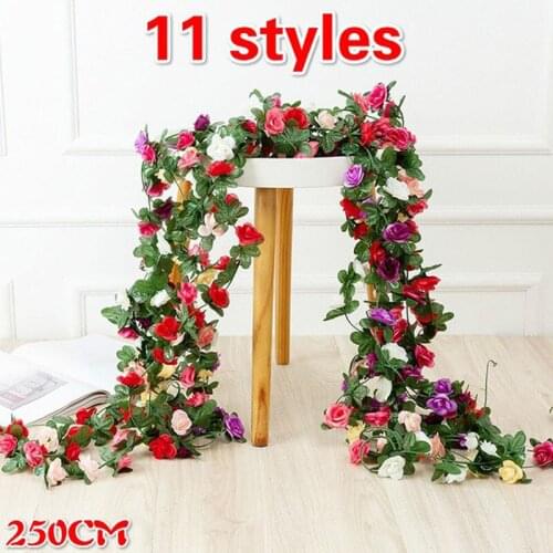 250 Cm Rose Vine 45 Spring Autumn Vine Artificial Vine Wedding Arch Interior Garden Decoration Silk Flower -40