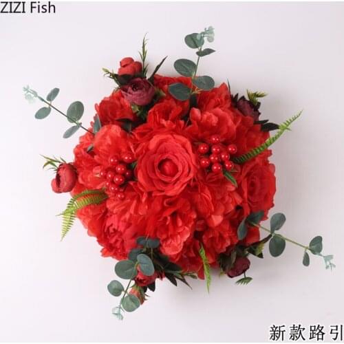 European Rose Flower Simulation Flower Background Wall Decoration Holiday Party Layout Wedding Simulation Flower Wall Decoration