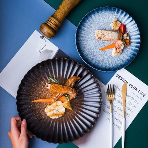 Japanese Style Chrysanthemum Ceramic Plates Home Restaurant Fruit And Vegetable Salad Salmon Steak Tableware Ceramic Plates