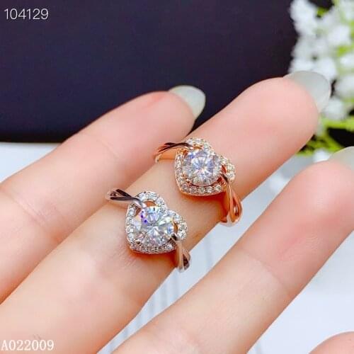 KJJEAXCMY Fine Jewelry Womens 925 Sterling Silver Inlaid 1 Carat Mosang Diamond Noble Heart Ring