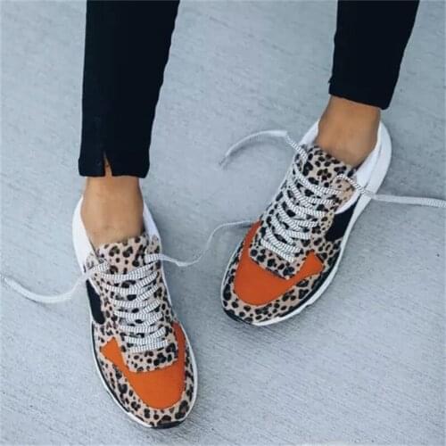 Woman Sneakers New Fashion Thick Platform Leopard Print Trainer Womens Vulcanized Shoes Plus Size Casual Breathable Flats Shoes