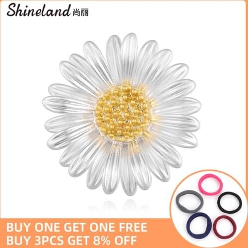 Shineland Fashion Sweet Daisy Trendy Brooch Flower Pin For Women Chrysanthemum Pin Broach Coat Accessories Jewelry Gift 2021