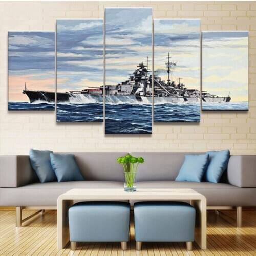 Full Square Round Drill 5D DIY Diamond Painting 5 Pieces German Battleship War Weapon Embroidery Cross Stitch Home Decor Gift