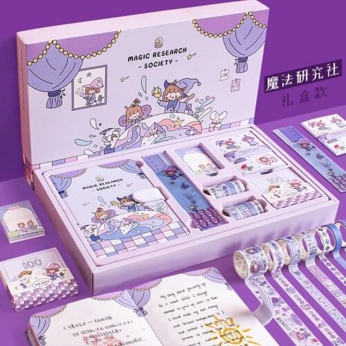 Girl Hand Account Diary Set Ins Style Korean Cute Student Hand Account Kawaii Washi Tape Stationery Notebooks Sakura Gift Box