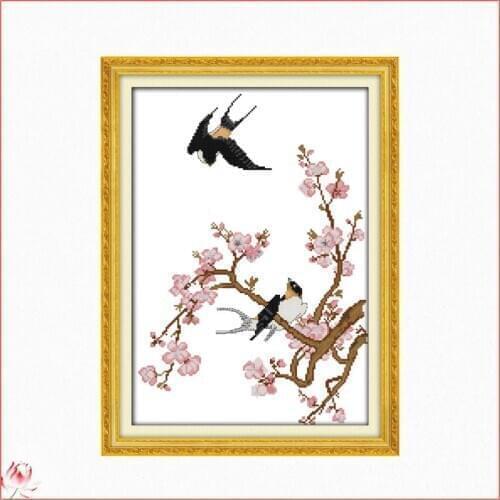 Swallows And Clubs DIY Embroidery Counted Printed on Canvas Cross-stitch Kits 14CT 11CT Chinese Cross Stitch Needlework Sets
