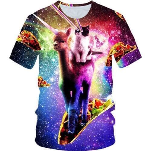 2020 New Galaxy Space 3D T Shirt Lovely Kitten Cat Eat Taco Pizza Funny Tops Tee Short Sleeve Summer Shirts Drop shipping