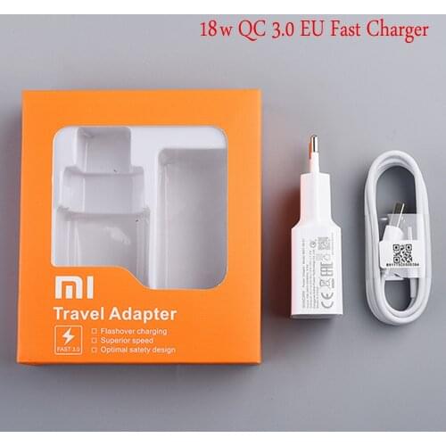 Original XIAOMI 18W Fast Charger 12V1.5A Power Adapter 100CM USB Type C Data Sync Cable For Mi 8 9 se Note 10 CC9 Pro Redmi 9 9T