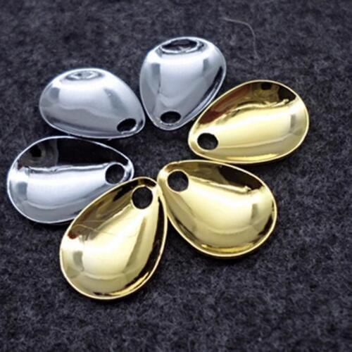 Wholesale 50pcs Shining Sliver/Golden Color Copper Fishing Flattie Attractor Spinner Blades Smooth Nickel Spoons Plaice Nice