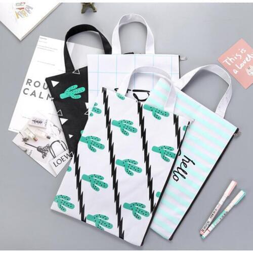 File Folder Capacity Holder File Bag with Handle Canvas Handbag Folder Holder Organizer File Pocket School Office