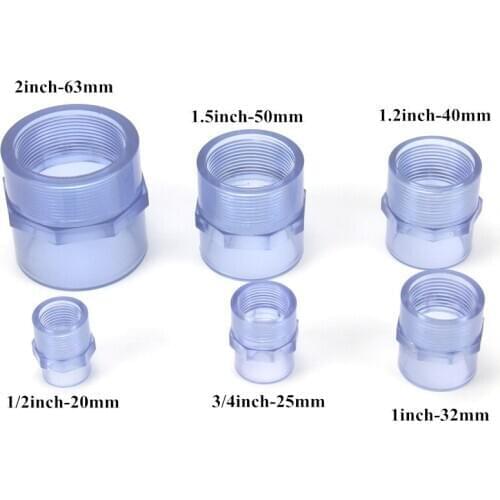 PVC transparent outer wire directly UPVC transparent pipe outer tooth joint outer thread adhesive plastic water supply pipe 1Pcs