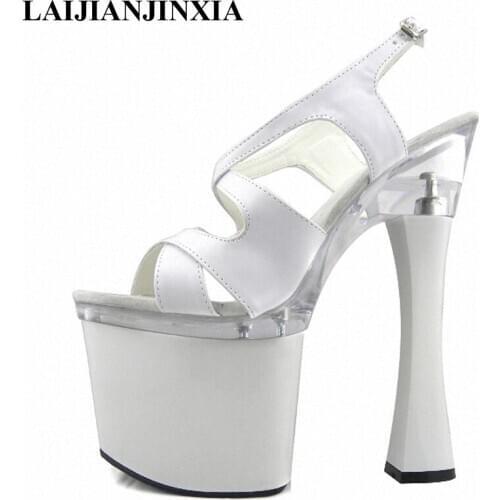 New HOT All-match comfortable thick heel sandals 18cm show spool heels high-heeled shoes 7 Inch Stiletto With Dance Shoes