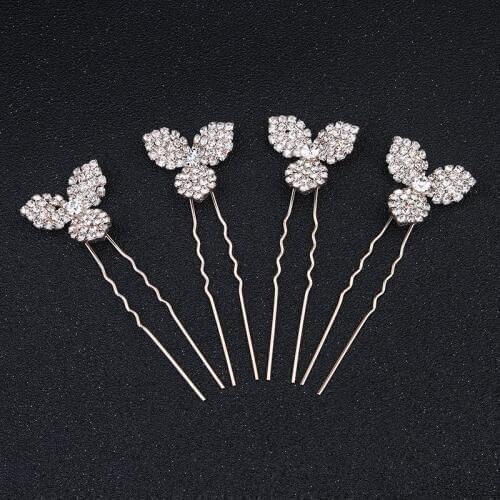 Silver Color Clover Bridal Hair Comb Hairpins 4pcs Hair Jewelry Hairwear Accessory Hair Clip Brides Bridesmaid Wedding Party