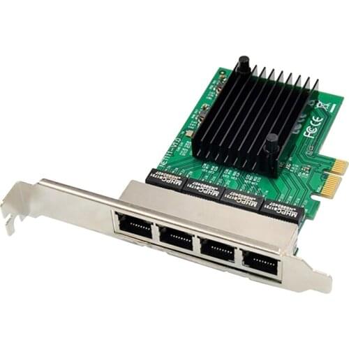 PCIE Network Card PCI-E X1 4 Port Gigabit Ethernet Server Network Card Adapter for Love Fast Sea Spider ROS Soft Router