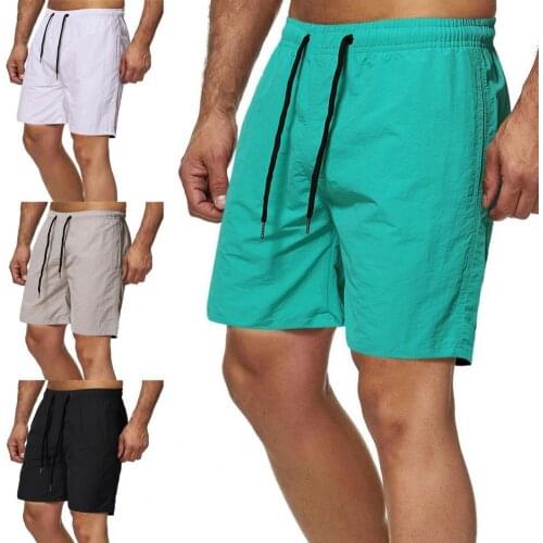 Knee Length Summer Shorts Solid Color Quick Drying Wide Leg Drawstring Men Fitness Casual Loose Comfortable Short Streetwear