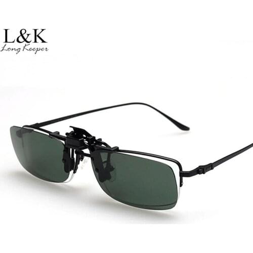 New Cycling Driving Clip on Sunglasses For Men Fashion Sun Glasses Night Vision Eyeglasses Anti Glare Vintage Square Glasses